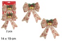 Pack 2 laços de Natal decorados com pinha e sino 14x19 cm