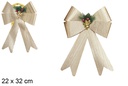 Gold Christmas bow decorated with pineapple and angel 22x32 cm