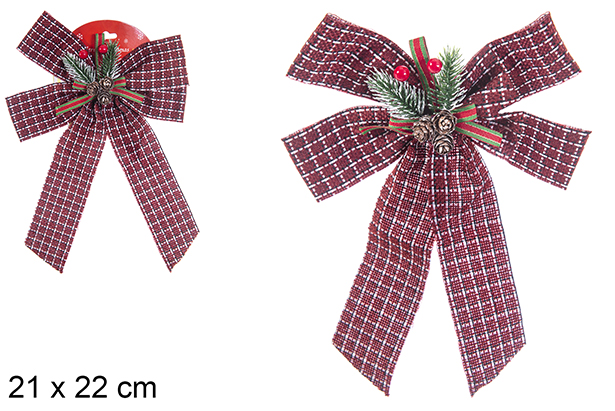 Laço de Natal vermelho decorado com abacaxi 21x22 cm