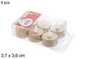 Pack 6 velas LED oro 3,7x3,6 cm