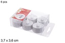 Pack 6 candele da tè LED argento 3,7x3,6 cm