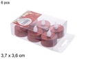 Pack 6 red LED tealights 3,7x3,6 cm