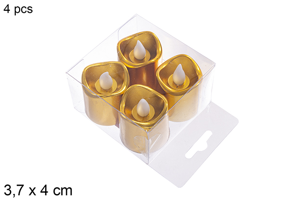 Pack 4 candele LED dorate 3,7x4 cm