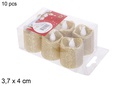 Pack 6 gold glitter LED candles 3,7x4 cm
