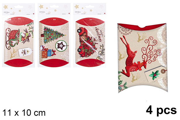 [113083] Pack 4 sacos de presente de Natal vermelhas 11x10 cm