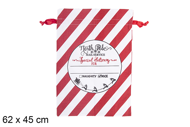 [113091] Striped decorated Christmas sack 62x45 cm