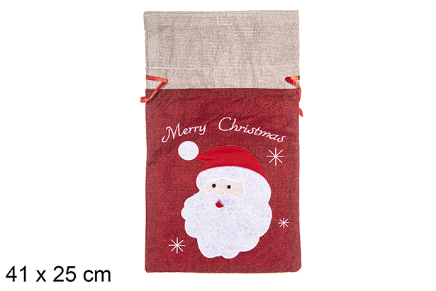 Bolsa de Natal decorada com Papai Noel 41x25 cm