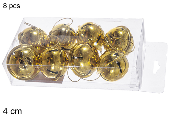 Pack 8 gold bells 4 cm