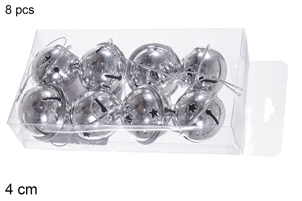 Pack 8 cascabeles plata 4 cm