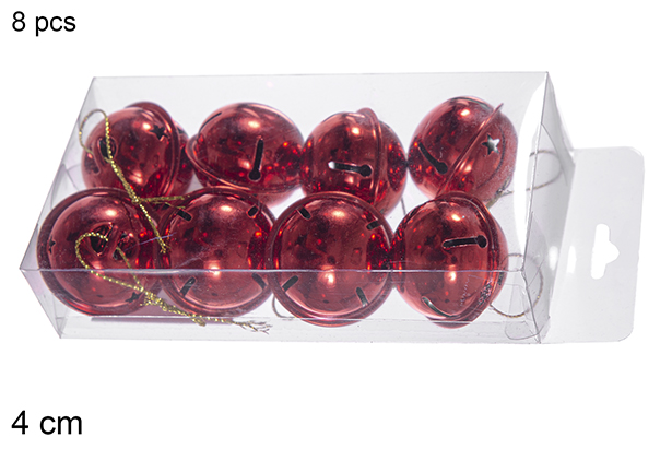 Pack 8 cascabeles rojo 4 cm