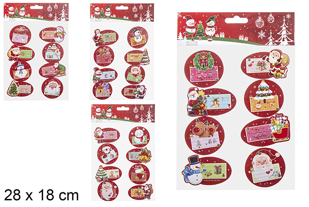 Pack 8 adesivos de presente figurinhas Natal 