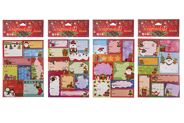 Diversos adesivos de presente com figuras de Natal