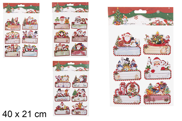 Pack 6 pegatinas regalo figuras Navidad surtido