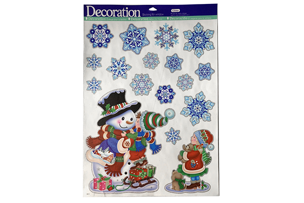 [113242] Pegatinas muñeco de nieve y copo de nieve para decorar ventana
