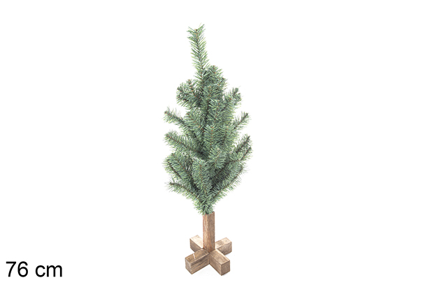 Árbol verde con base madera 76 cm (88 ramas)
