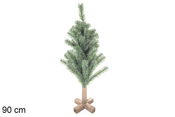 Árbol PVC verde base madera 90 cm (110 ramas)
