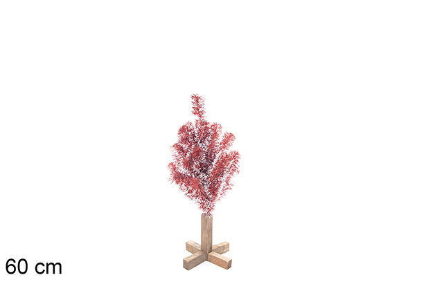Árbol PVC rojo/blanco hierro sobre base madera 60 cm