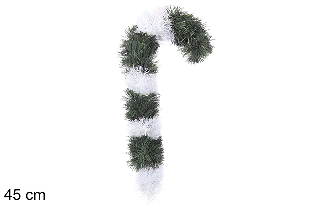 Green and white PVC cane 45 cm