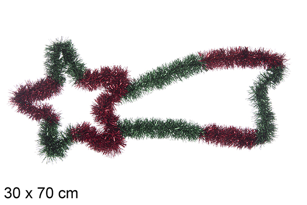 Christmas shooting star with red/green glitter tinsel 30x70 cm