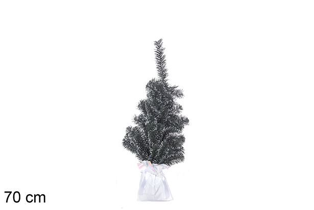 Árbol Navidad PVC verde con puntas blancas y base blanca 70 cm