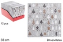 Pack 20 tovaglioli grigi decorati albero di Natale 33 cm