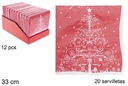 Pack 20 servilletas rojas decoradas árbol de Navidad 33 cm