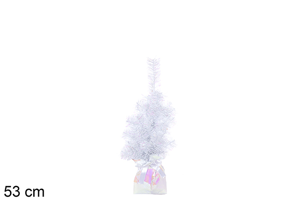 [113704] White iris Christmas tree with white base 53 cm