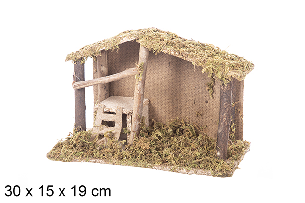Cabaña vacía Navidad 30x15 cm