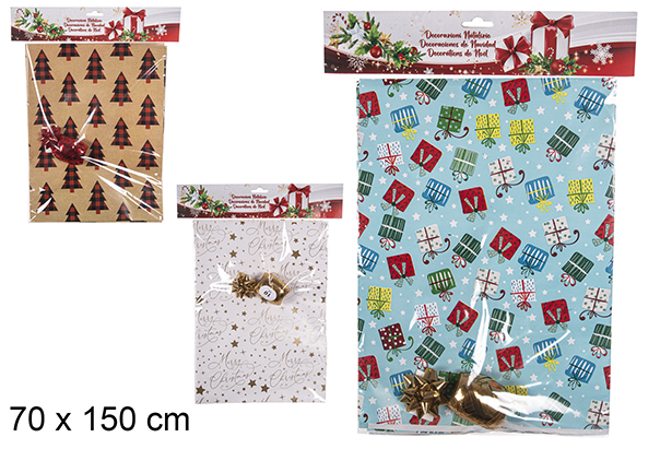 [113837] Pack rosette + ribbon + decorated gift box 70x150 cm