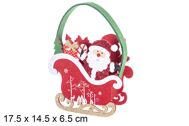 FELT BAG SANTA CLAUS WITH GOLD SLEIGH