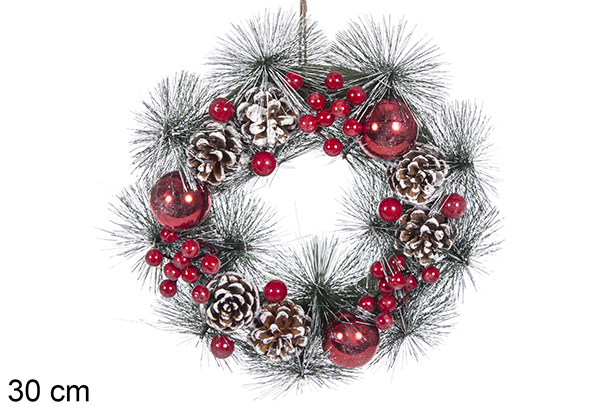 Corona Navidad roja 30 cm