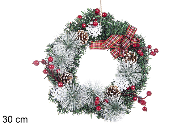 Corona di Natale con fiocco 30 cm 