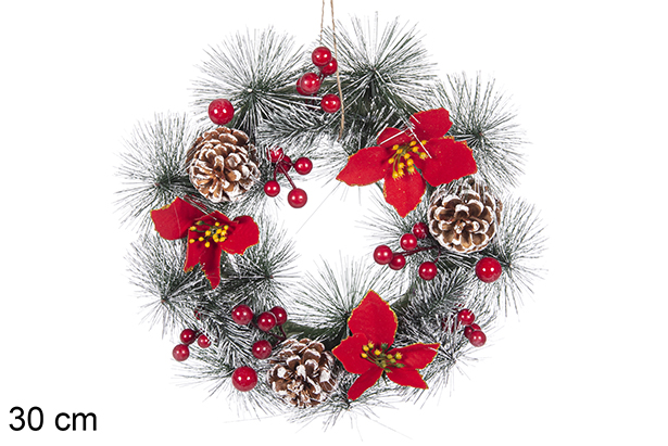 Coroa de Natal com pinhas 30 cm