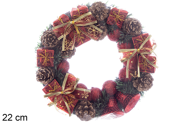 Corona Navidad con campanas 22 cm