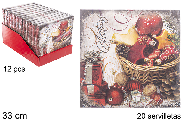 Pack 20 servilletas 3 capas decorado Navidad 33 cm
