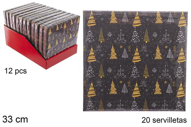 Pack 20 servilletas decorada Navidad 3 capas 33 cm