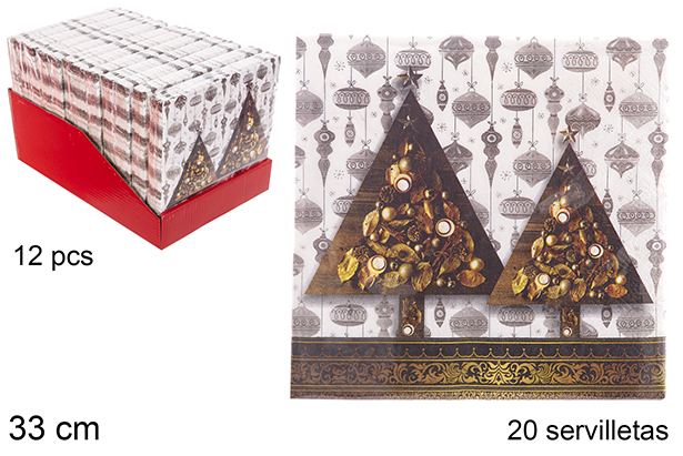Pack 20 servilletas decorada Navidad 3 capas 33 cm