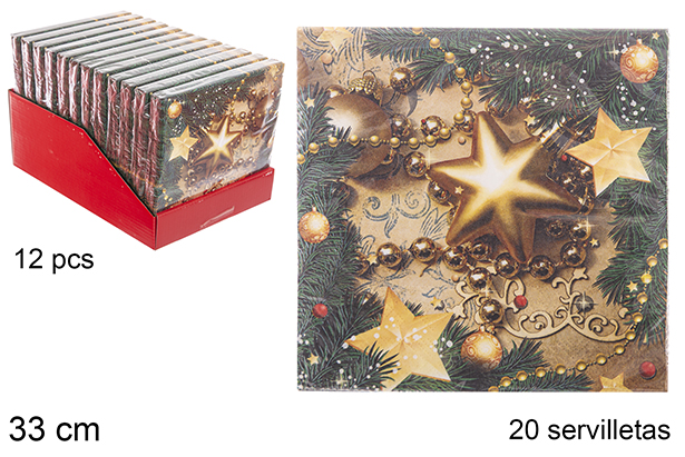 Pack 20 servilletas 3 capas decorado Navidad 33 cm