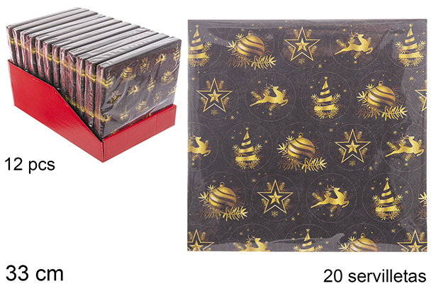 Pack 20 servilletas decorada Navidad 3 capas 33 cm