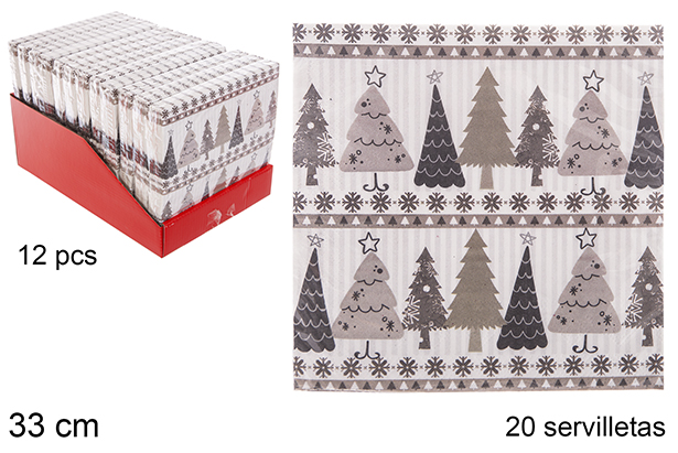 Pack 20 servilletas 3 capas decorado Navidad 33 cm