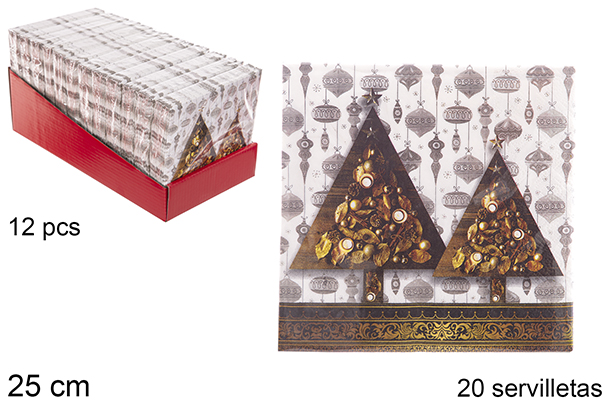 Pack 20 servilletas 3 capas decoradas Navidad 25 cm
