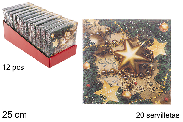 Pack 20 Christmas decorated 3-ply napkins 25 cm