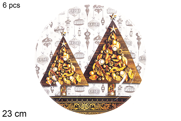 Pack 6 assiettes en papier décorées de Noël 23 cm