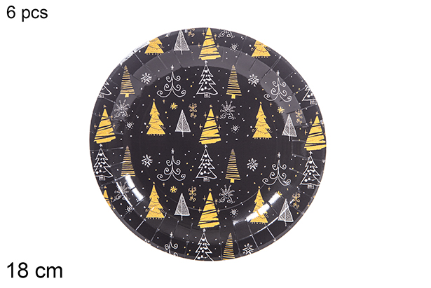 Pack 6 platos papel decorado Navidad 18 cm