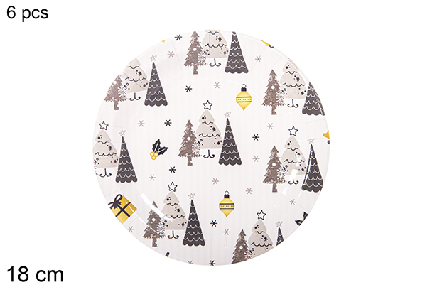 Pack 6 pearos de papelâo decorados de Natal 18 cm 