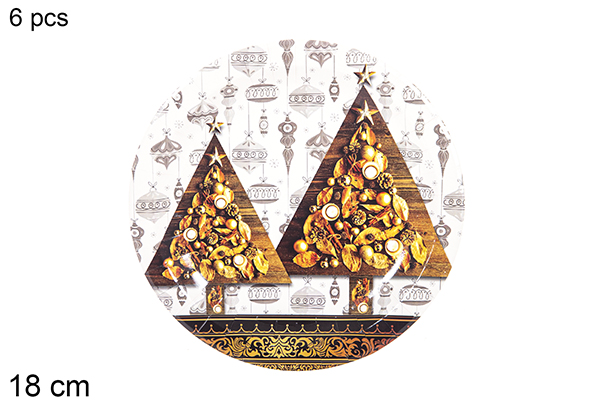 Pack 6 platos papel decorado Navidad 18 cm