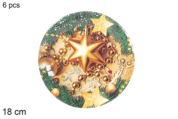 Pack 6 piatti di carta decorati natalizi 18 cm  