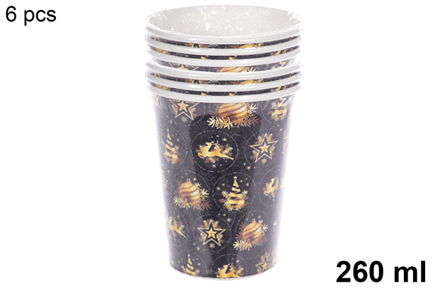 Pack 6 vasos papel decorado Navidad 260 ml