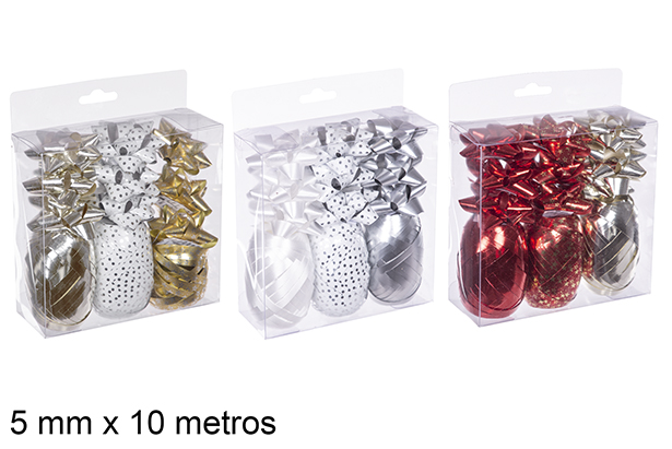 Pack 3 rubans avec 9 noeuds Cadeau de Noël couleurs assorties