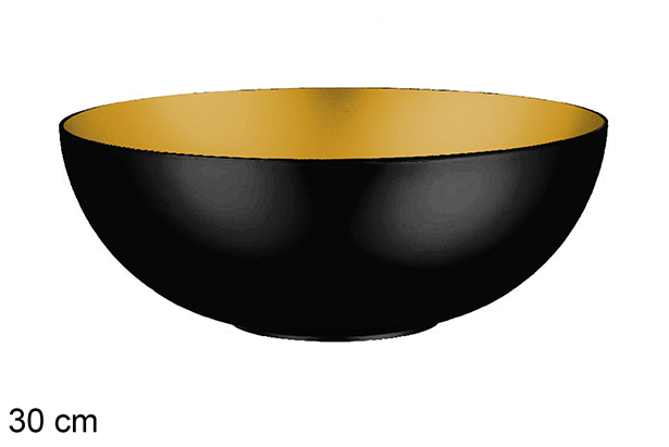 [113130] Bol de Noël en plastique recyclé noir/or 30 cm
